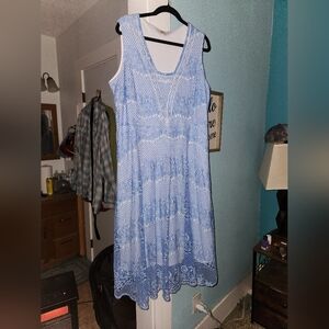 Reba Blue Lace Sleeveless Dress